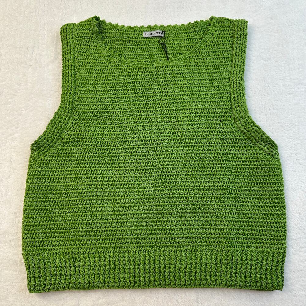 Rachel Comey Lois 100% Cotton Crochet Knit Sleeveless Top Celery Green XS $388